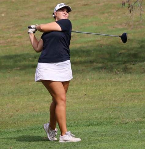 Colonel Crawford's Maddy Gray tees off on No. 6 at Valley View Golf Course in the Division II sectional tournament.